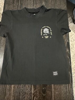 Black Graphic Tee with Yellow Rose Chest Print